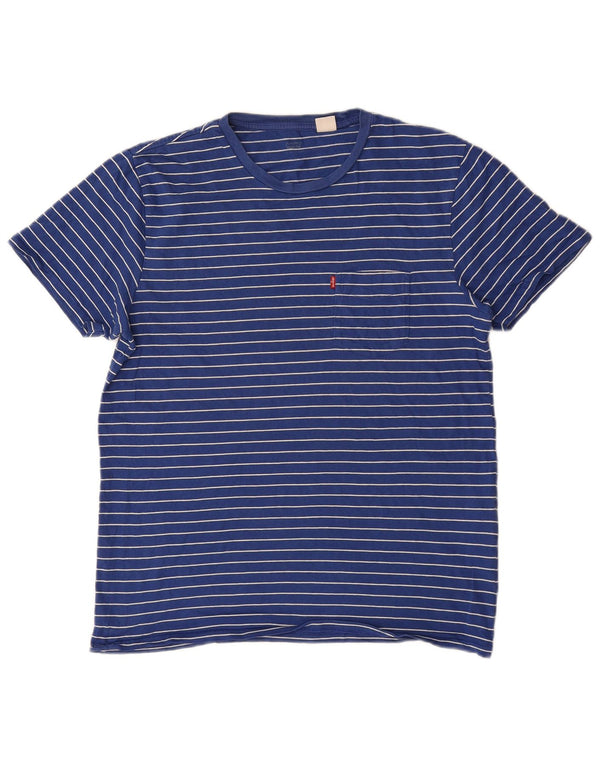 Levi's Hombre Camiseta Top Algodón Rayas Azul Medio