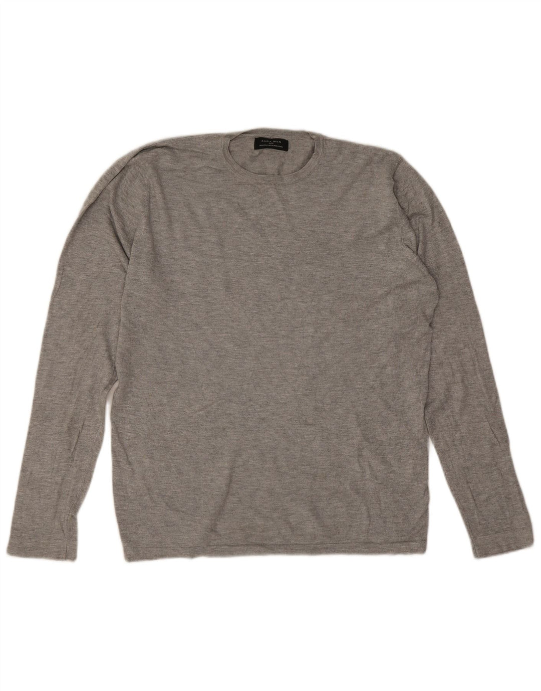 Zara Hombre Jersey Cuello Redondo Viscosa Gris Medio