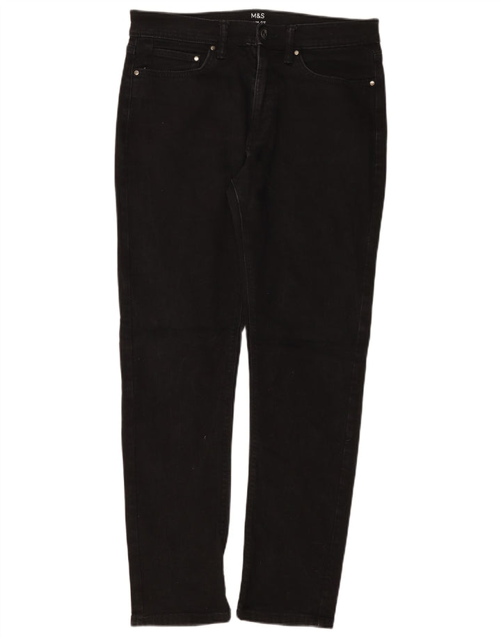 Marks & Spencer Vaqueros ajustados regulares para hombre W32 L31 Algodón negro