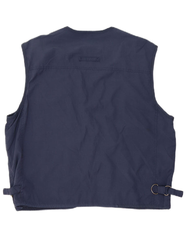 VINTAGE Hombres Utility Gilet Reino Unido 42 XL Azul Marino