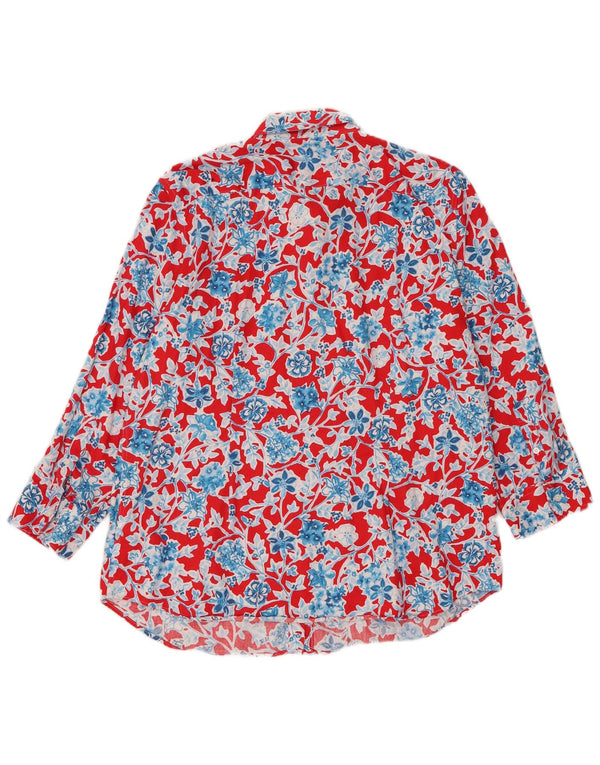 Chaps Camisa Mujer UK 18 XL Algodón Floral Rojo