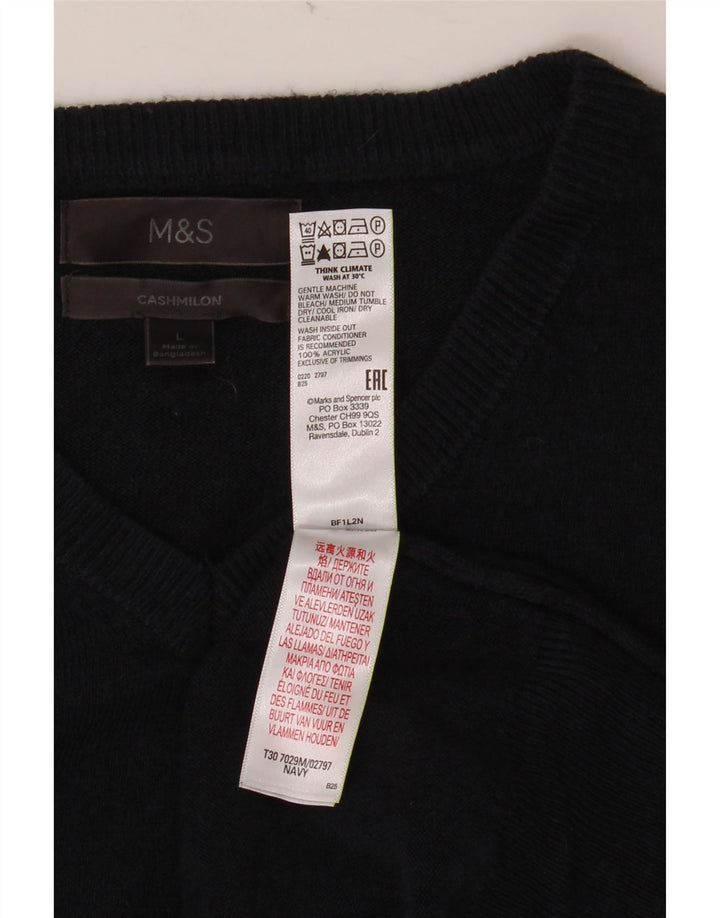 MARKS & SPENCER Suéter con cuello en V para hombre Acrílico azul marino grande
