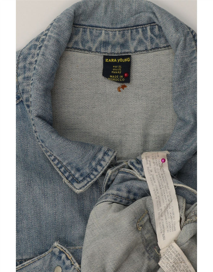 ZARA Chaqueta Vaquera Hombre ES 42 XL Algodón Azul