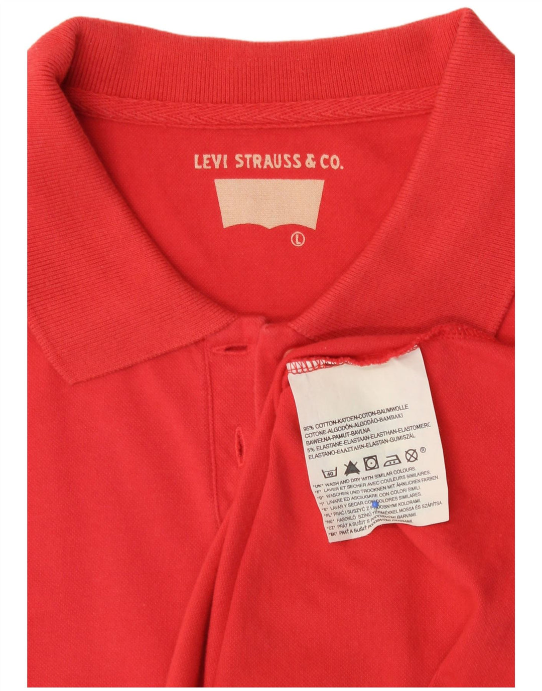 LEVI'S Womens Polo Shirt UK 14 Large Red Cotton Vintage Levi's and Second-Hand Levi's from Messina Hembry 