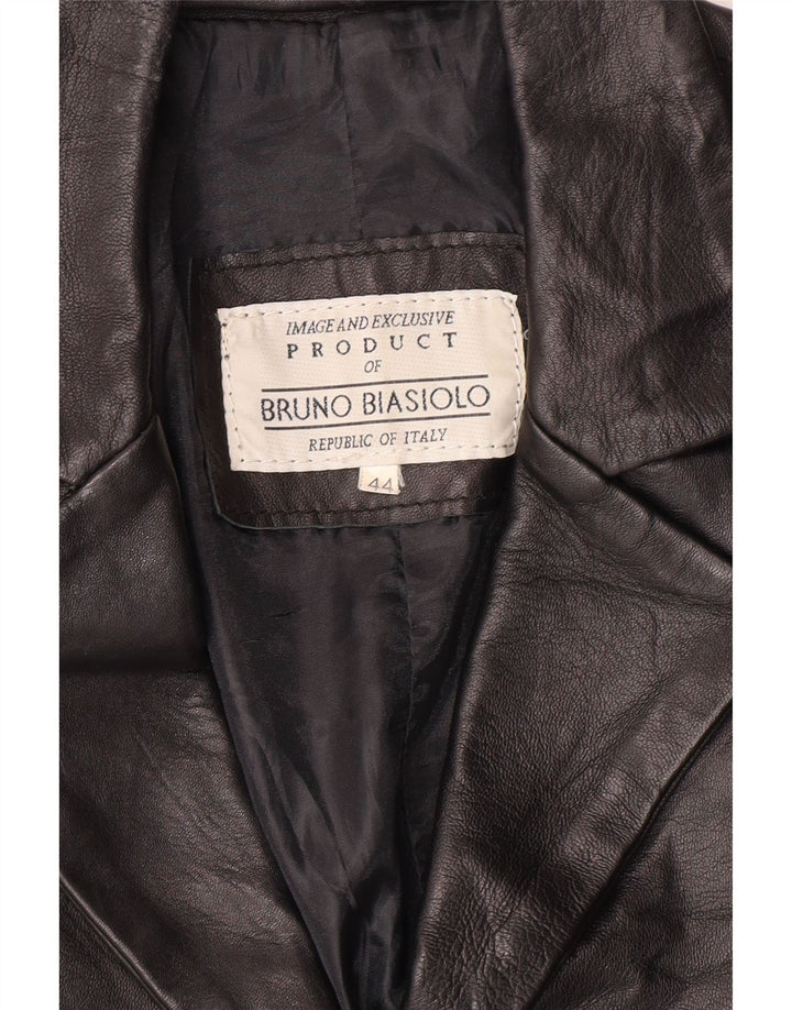 Chaqueta de cuero vintage para mujer IT 44 Mediana Negra Clásica