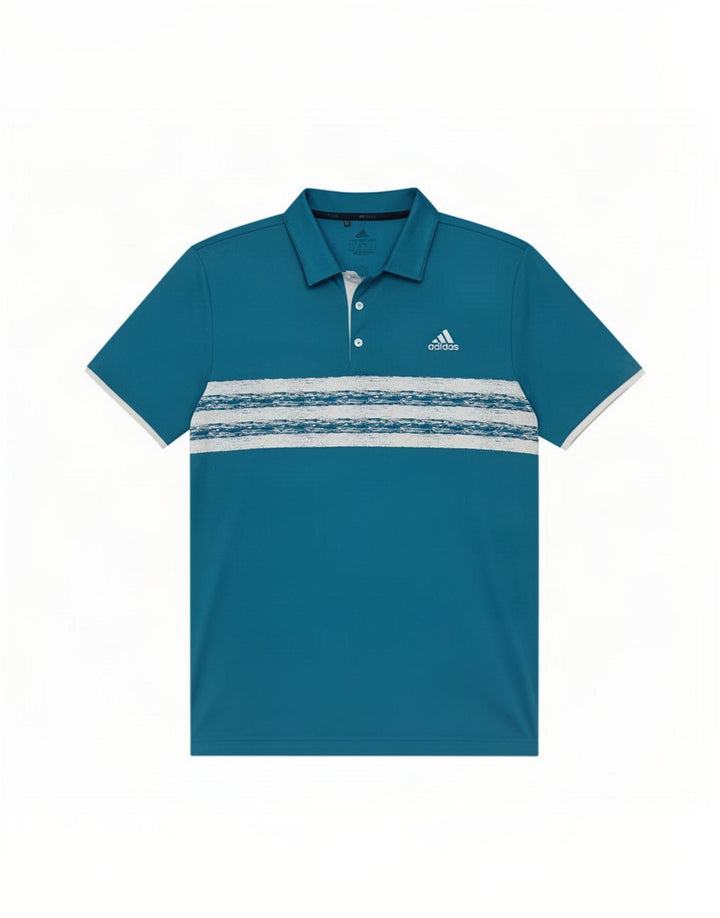 Polo Adidas Hombre Grande Poliéster Rayas Azules