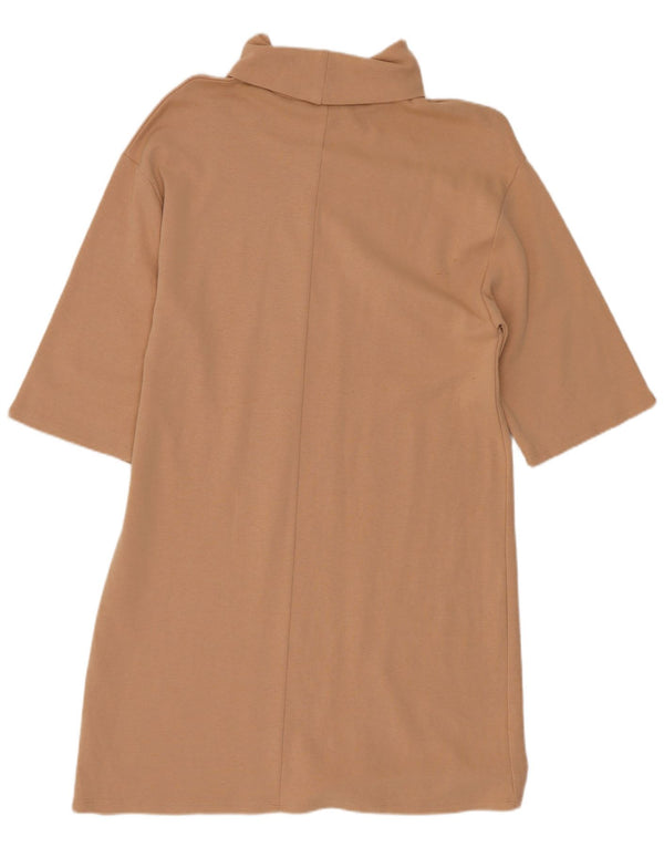 Zara Vestido recto de manga 1/2 para mujer UK 8 Small Beige