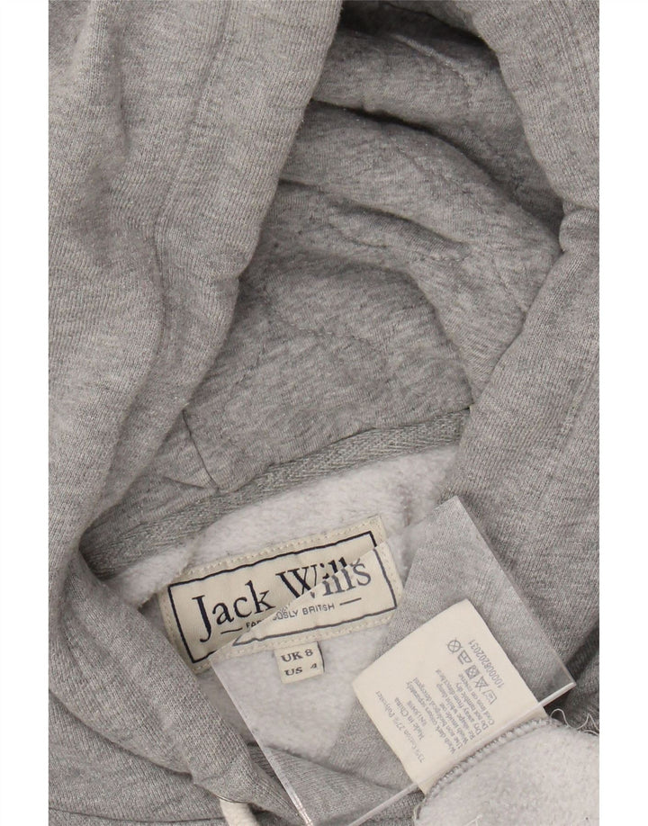 JACK WILLS Jersey con capucha gráfico para mujer UK 8 Small Gris Algodón