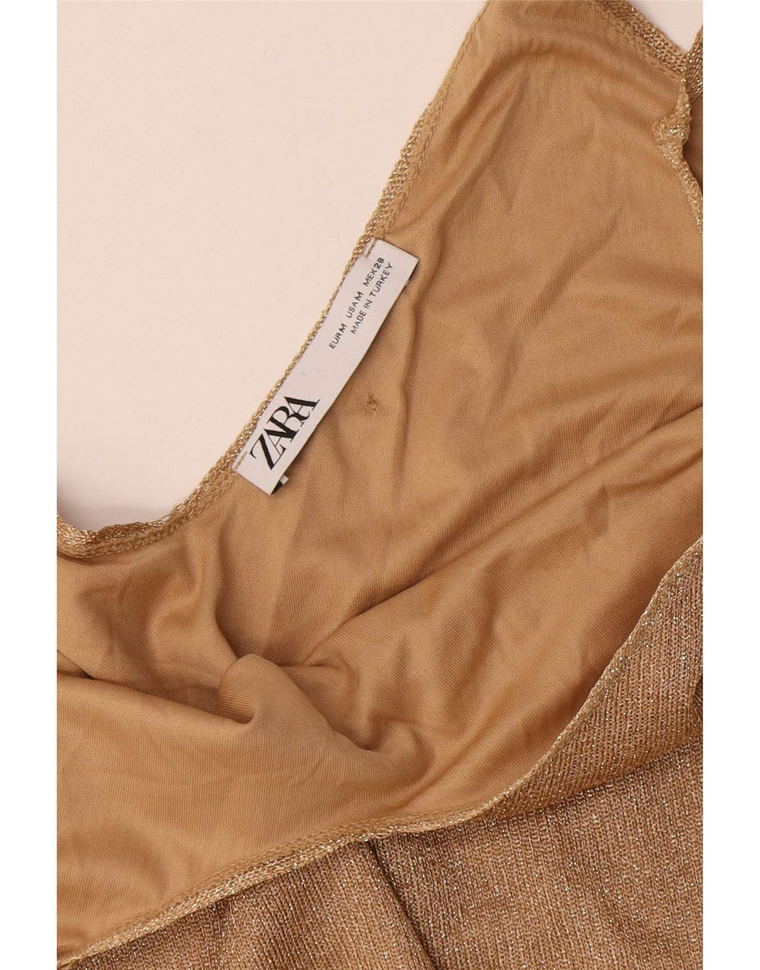 Zara Vestido lencero para mujer UK 40 Poliéster dorado medio