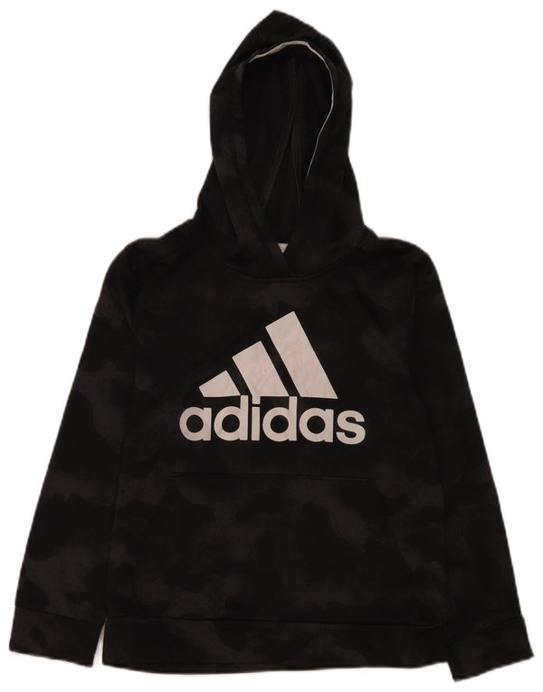 Adidas - Sudadera con capucha para niño (10-11 años, talla mediana, color negro camuflaje)