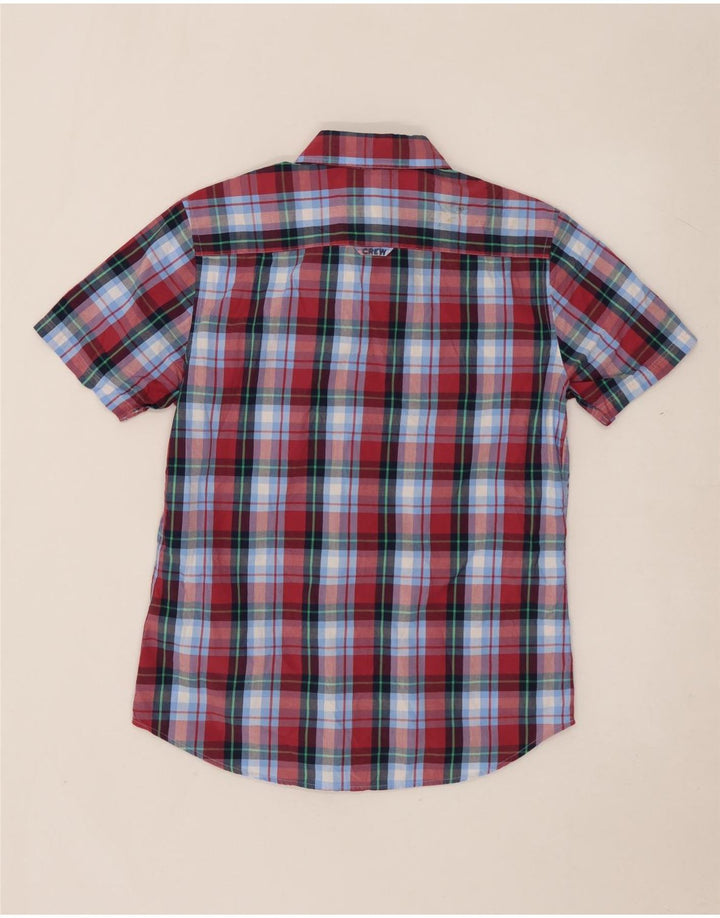 CREW CLOTHING Camisa de manga corta para hombre de algodón a cuadros azul medio