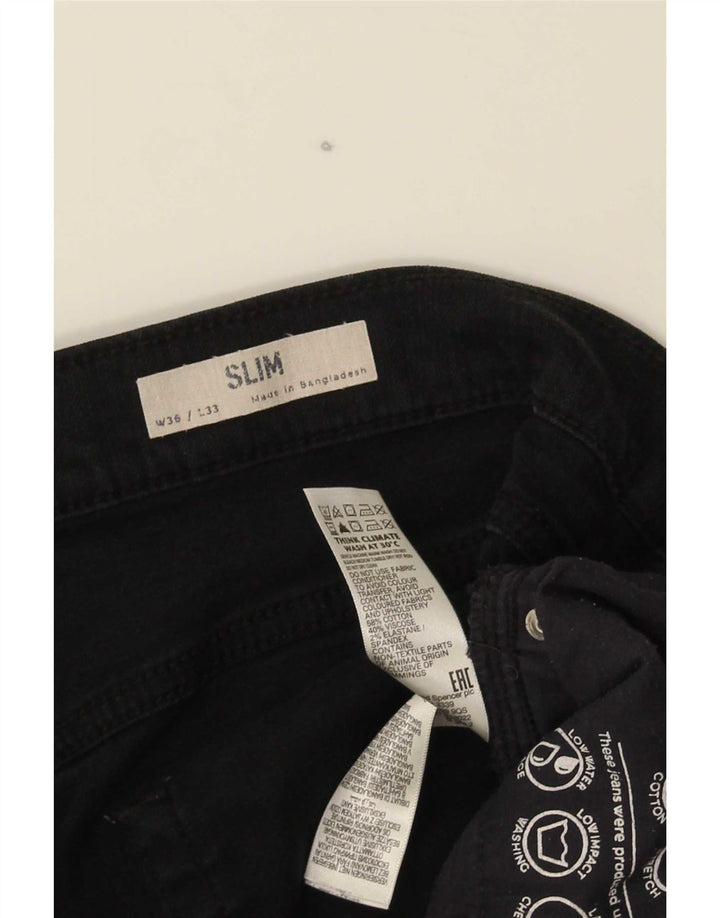 Marks & Spencer Jeans ajustados para hombre W36 L33 Algodón negro