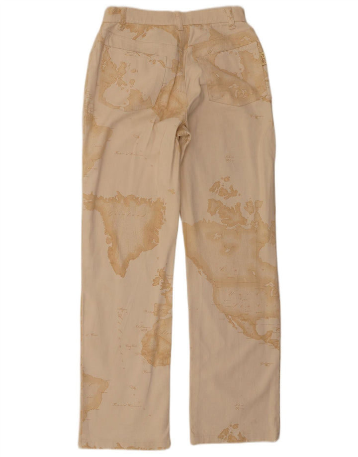 ALVIERO MARTINI Pantalones casuales con estampado abstracto para mujer W28 L30 Beige
