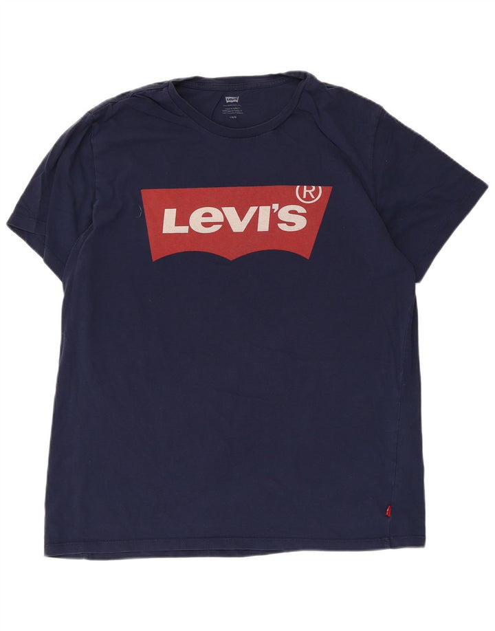 Levi's Camiseta gráfica para hombre Top grande de algodón azul marino