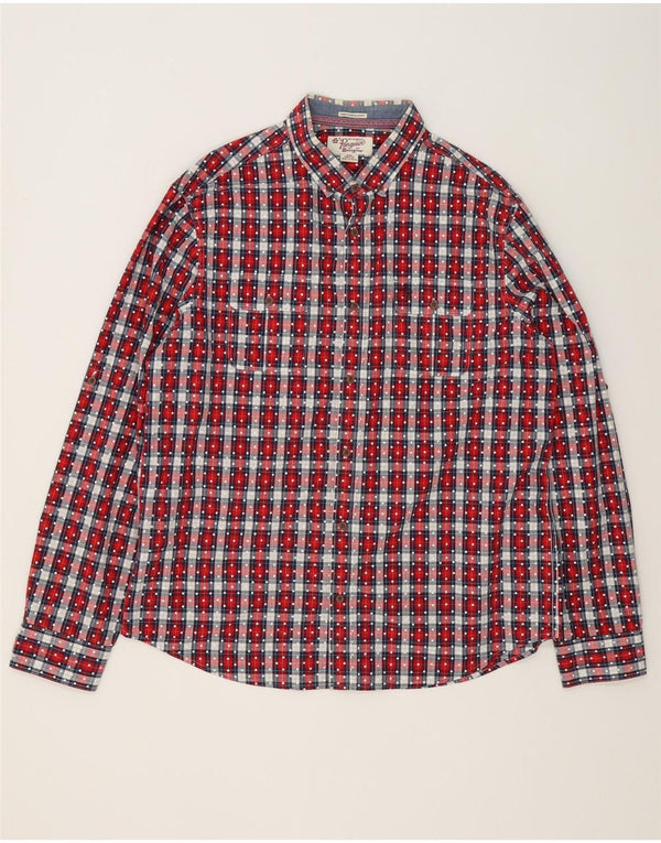 Camisa Penguin Heritage Slim Fit para hombre, talla 2XL, algodón a cuadros rojos