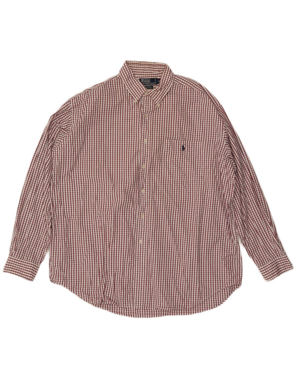 POLO RALPH LAUREN Camisa holgada Blaire para hombre XL Algodón a cuadros rojos