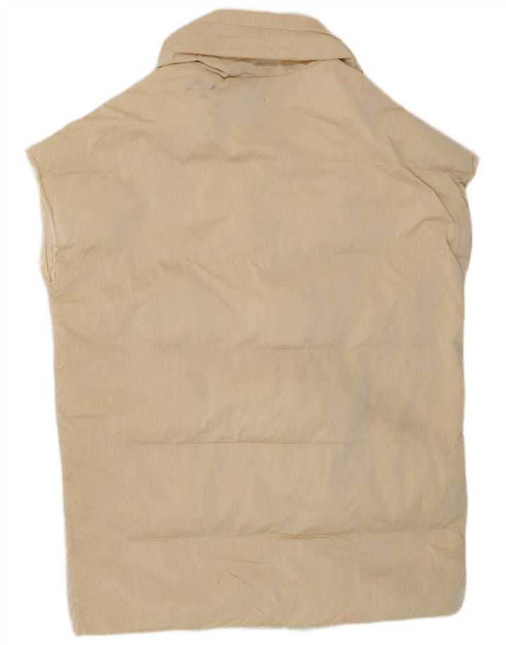Zara Mujer Chaleco Acolchado Largo Extragrande UK 10 Small Poliéster Beige