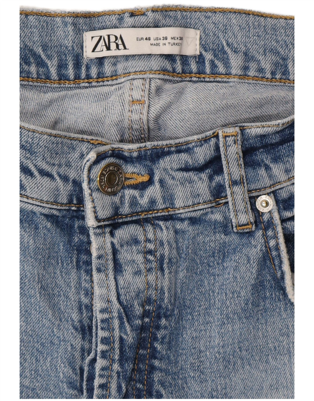ZARA Hombre Vaqueros Slim Desgastados EU 46 XL W36 L30 Azul