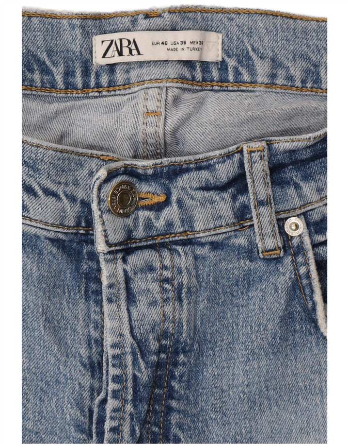 ZARA Hombre Vaqueros Slim Desgastados EU 46 XL W36 L30 Azul