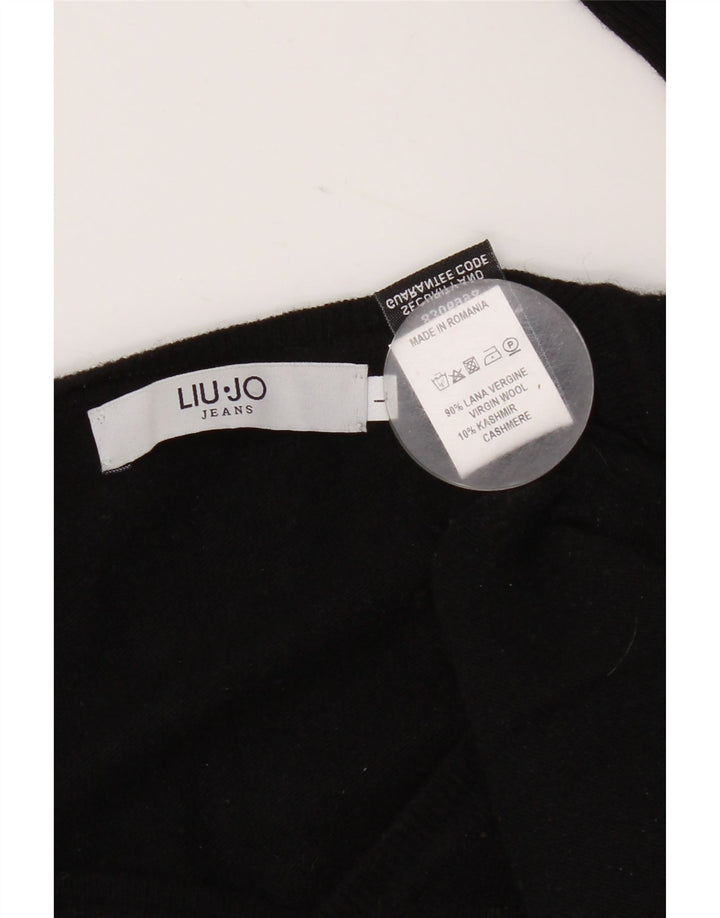 Liu Jo Jersey con Cuello en V para Hombre, Jersey Grande de Lana Virgen Negra