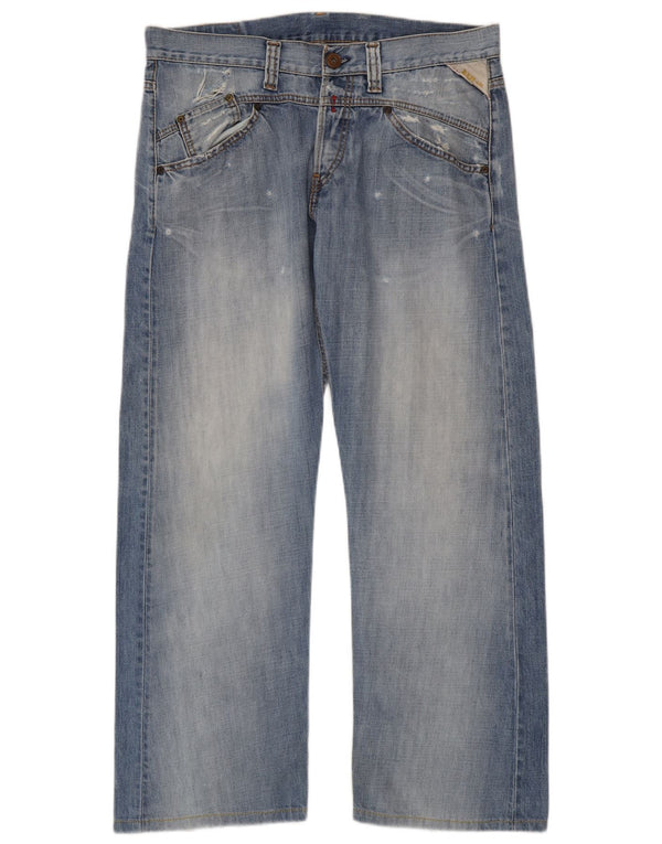 Replay Vaqueros rectos desgastados para hombre W34 L30 Algodón azul