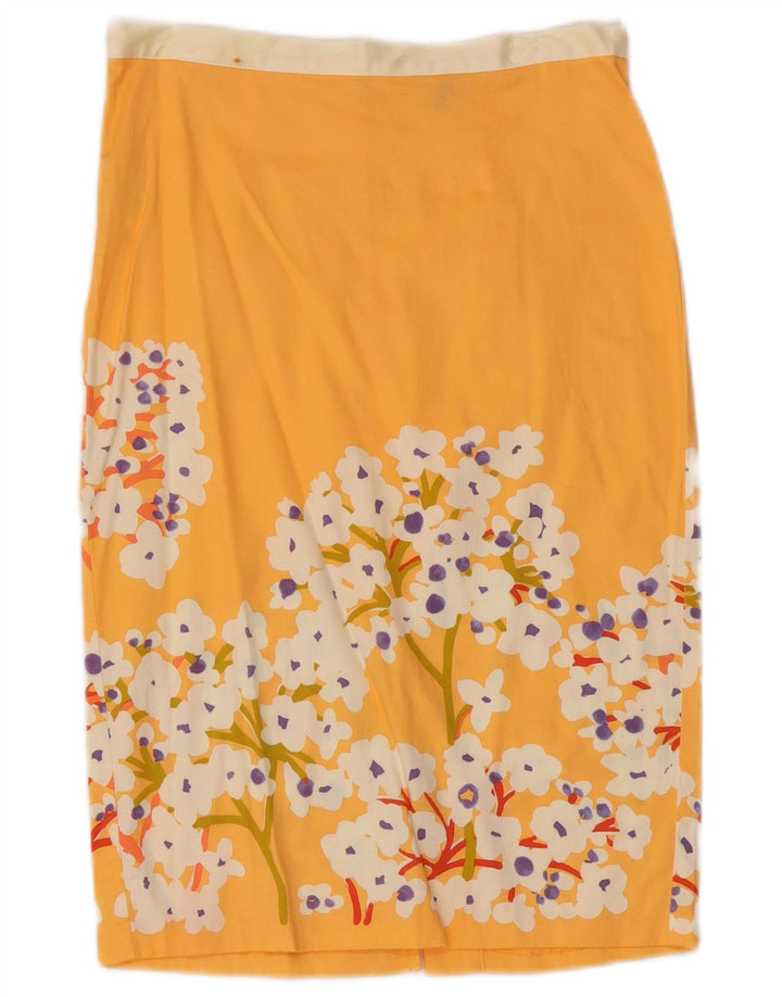 Falda De Tubo Benetton W28 Mediano Amarillo Floral