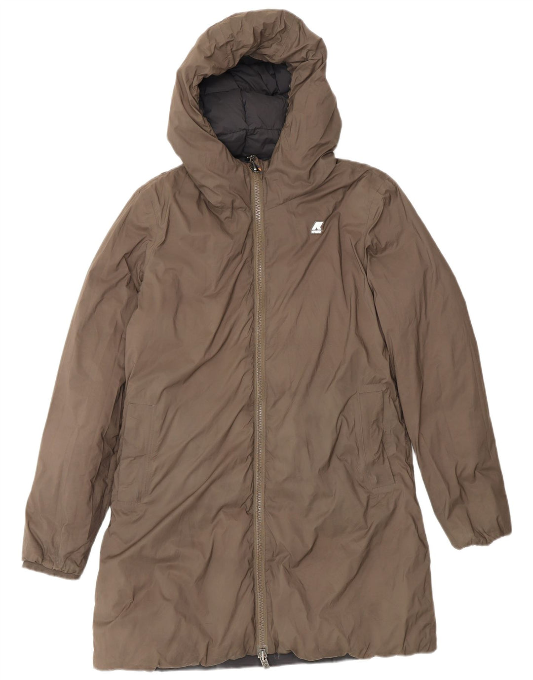 K-Way Abrigo acolchado reversible con capucha de gran tamaño para mujer UK 8 Small Negro