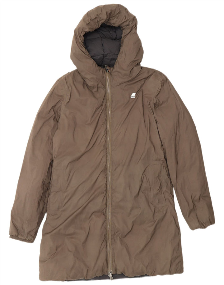 K-Way Abrigo acolchado reversible con capucha de gran tamaño para mujer UK 8 Small Negro