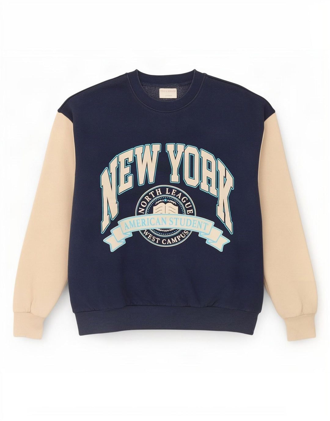 Pull & Bear - Sudadera gráfica para mujer (talla 40), color azul marino