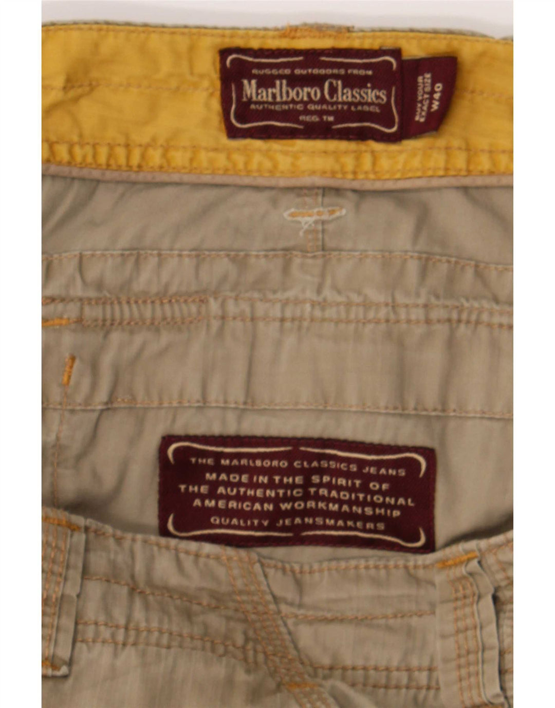 Marlboro Classics Pantalones cortos cargo de ajuste regular para hombre W40 XL Algodón caqui
