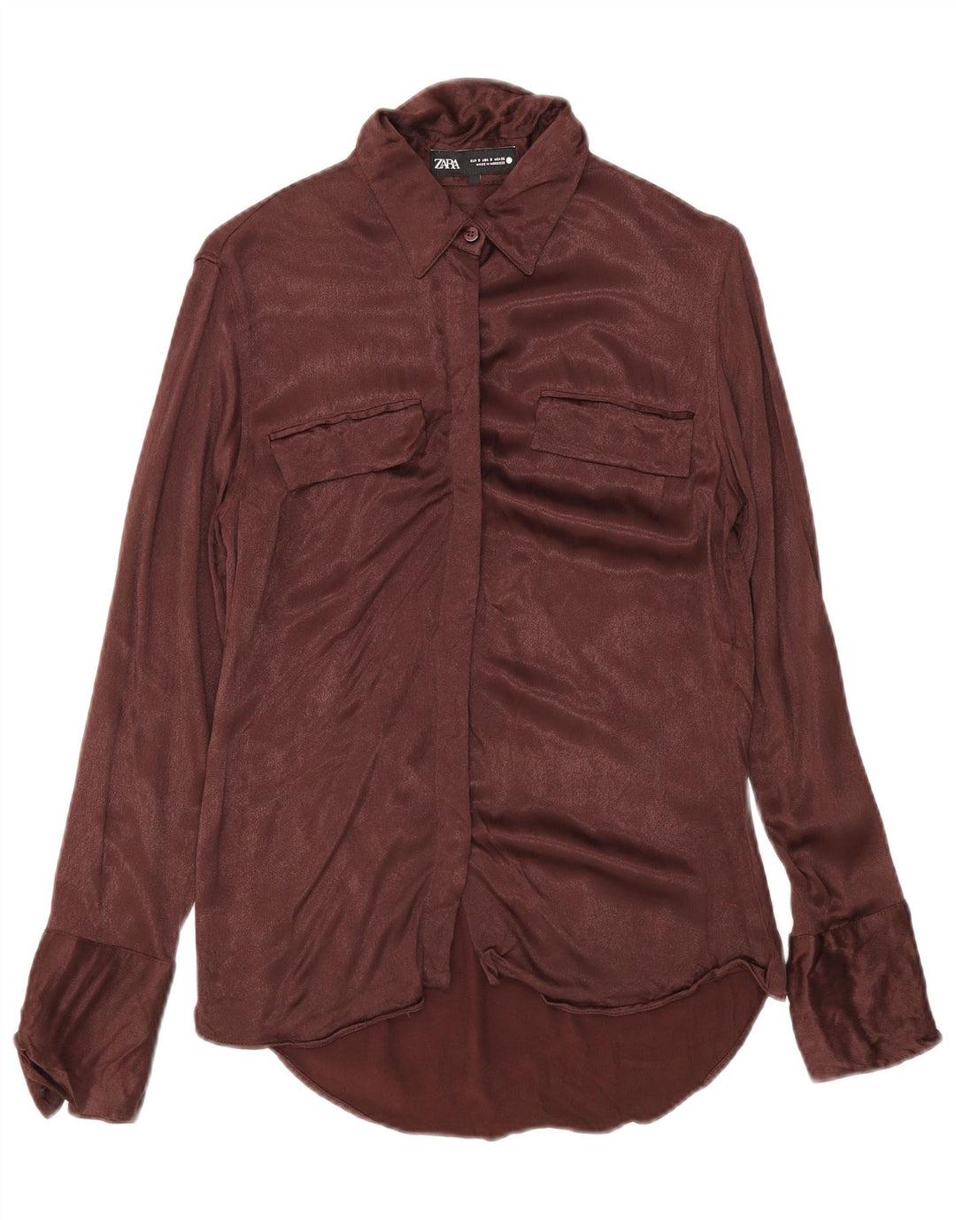 Zara Mujer Blusa Camisa UK 10 Small Marrón