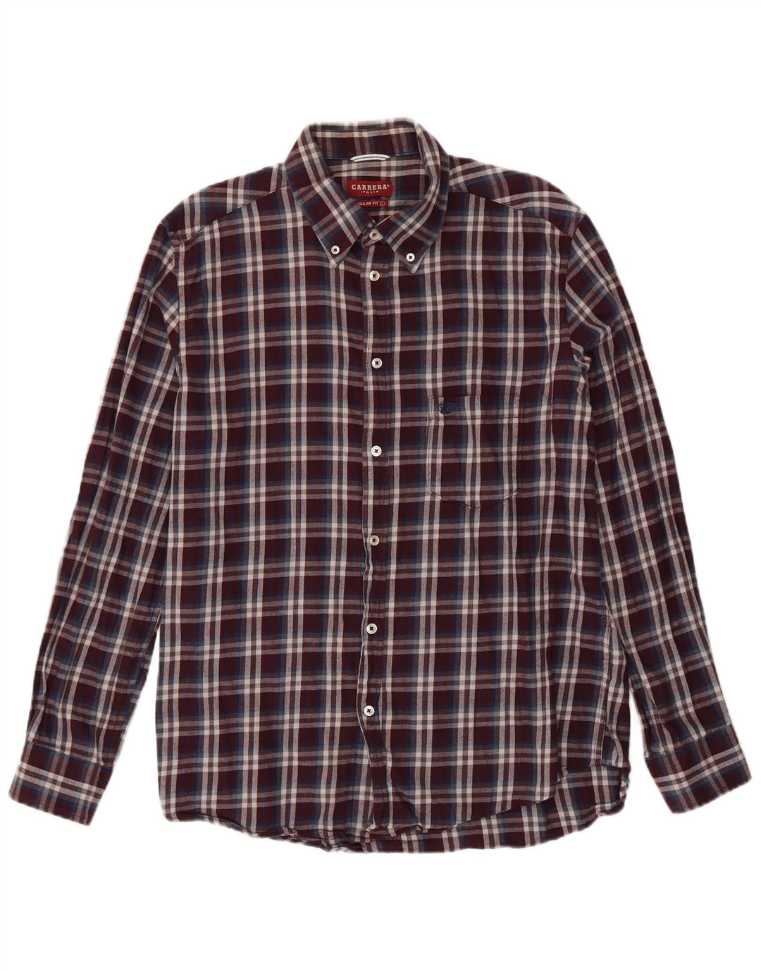Camisa de franela de ajuste regular Carrera para hombre, algodón a cuadros multicolor grande
