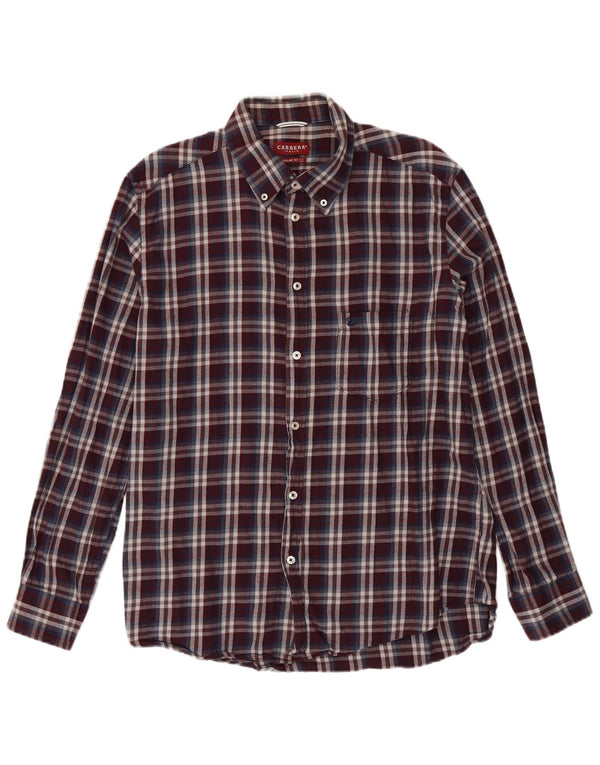 Camisa de franela de ajuste regular Carrera para hombre, algodón a cuadros multicolor grande