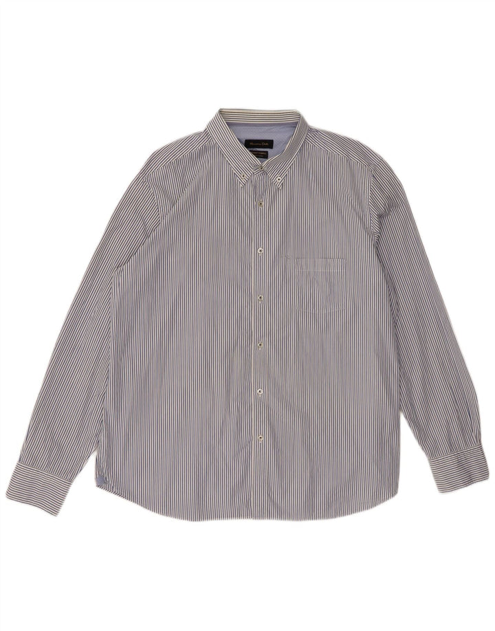 Camisa Hombre Massimo Dutti 2XL Azul Rayas