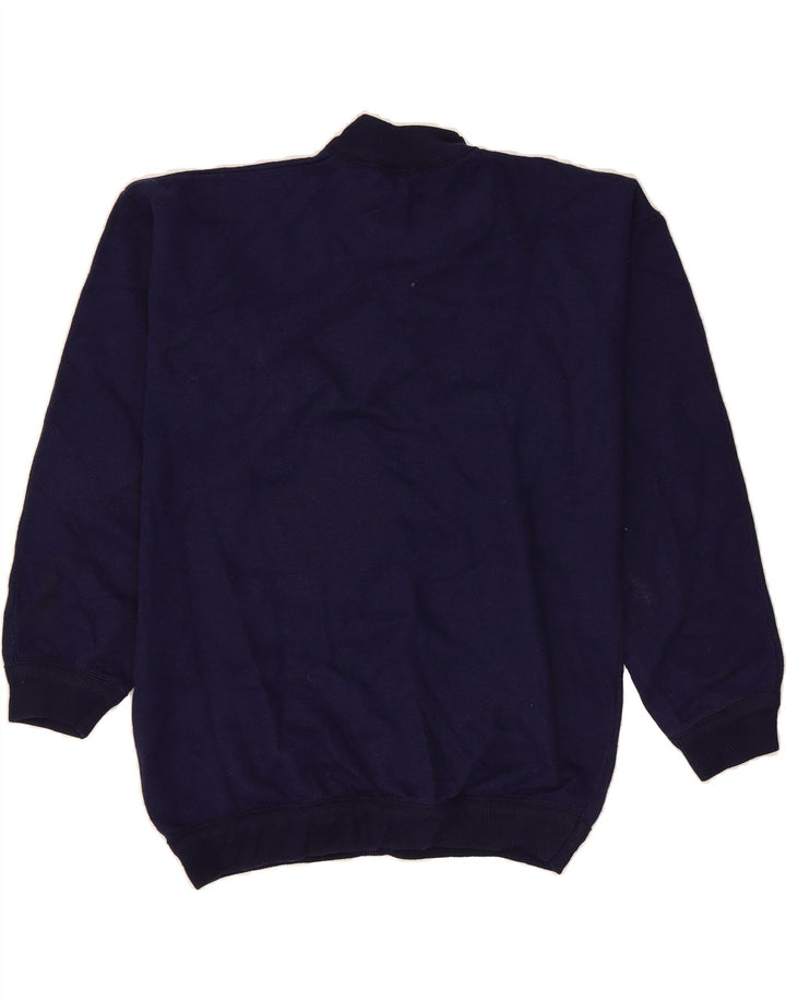 VINTAGE Mens Graphic Sweatshirt Jumper Small Navy Blue Cotton Vintage Vintage and Second-Hand Vintage from Messina Hembry 