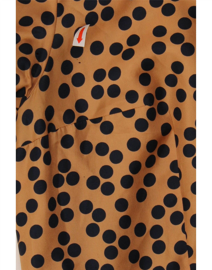 VINTAGE Mujer A-Line Vestido Reino Unido 12 Marrón Medio Manchado