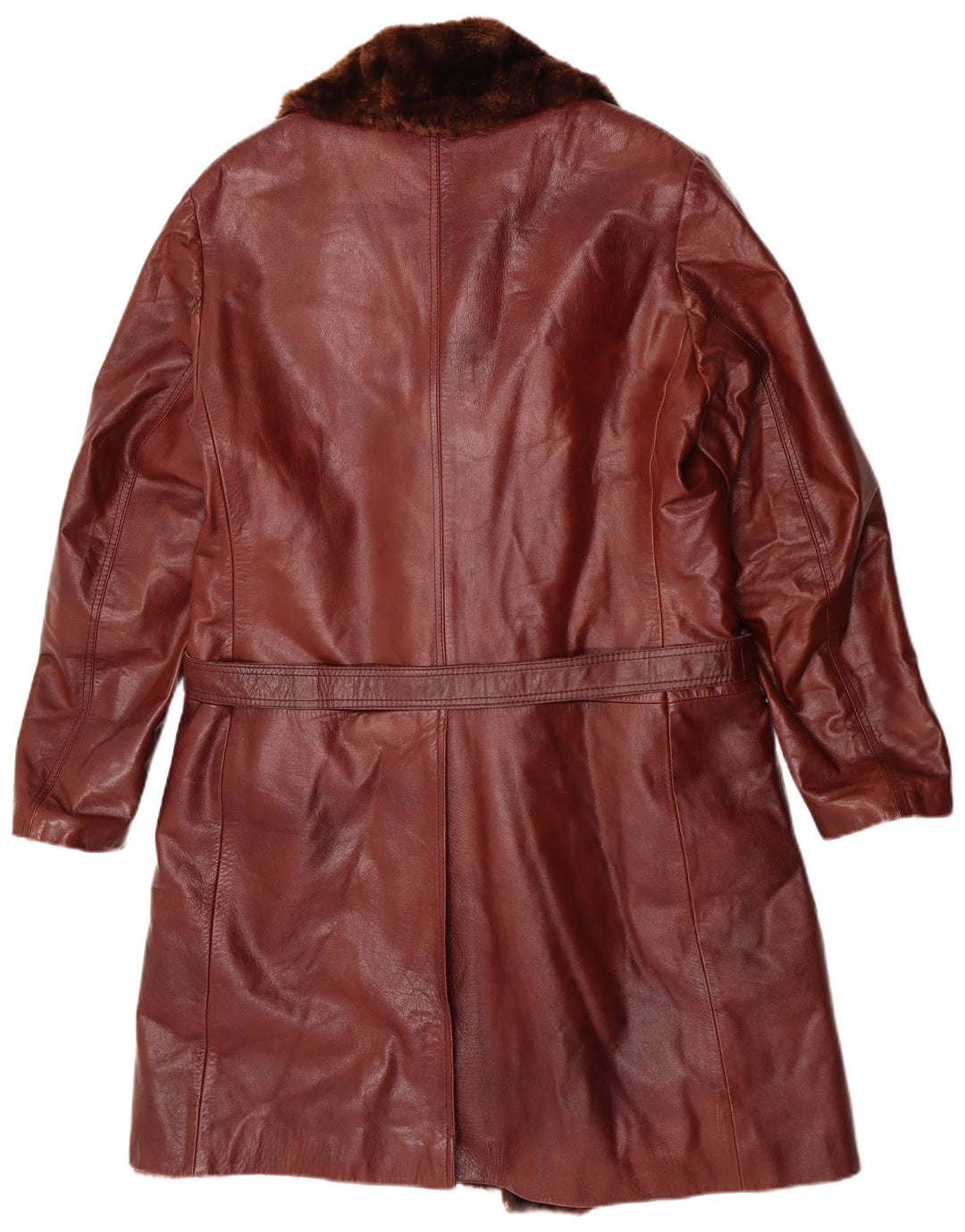 Vintage hombres shearling cuero abrigo Reino Unido 38 cuero marrón medio