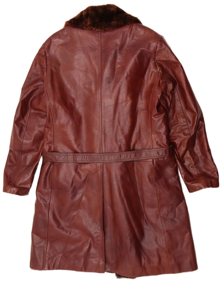 Vintage hombres shearling cuero abrigo Reino Unido 38 cuero marrón medio