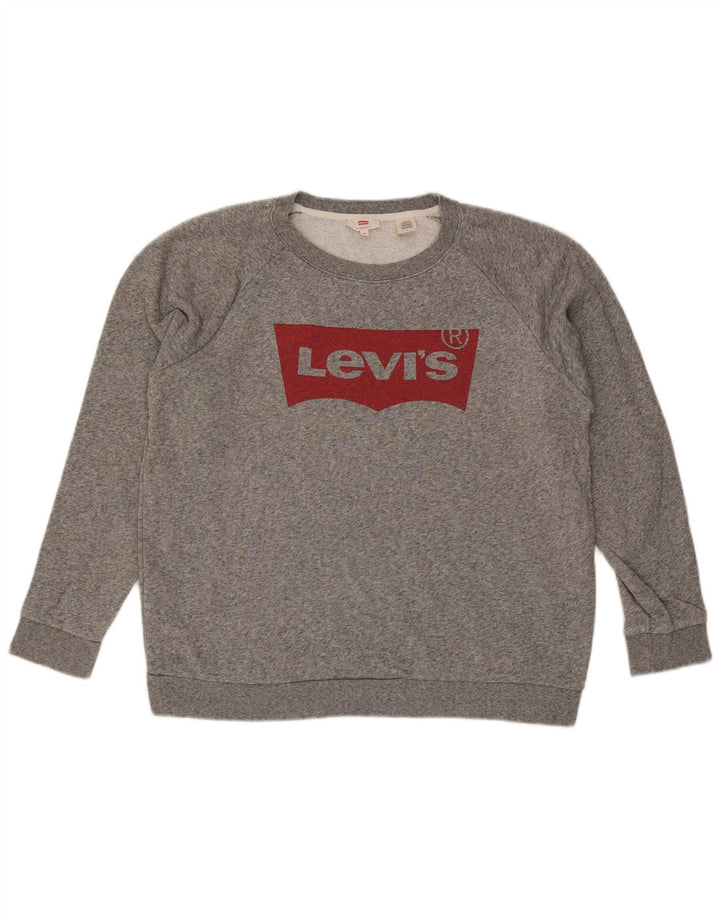 Levi's Hombre Sudadera Gráfica Jumper De Algodón Moteado Gris Medio