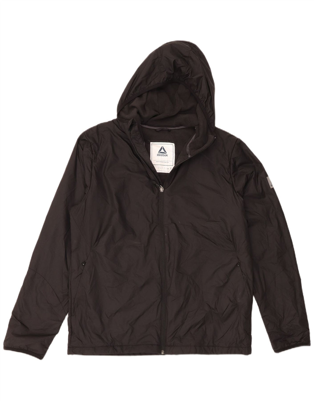 Reebok - Chaqueta de chándal con capucha para hombre, talla grande, poliéster negro