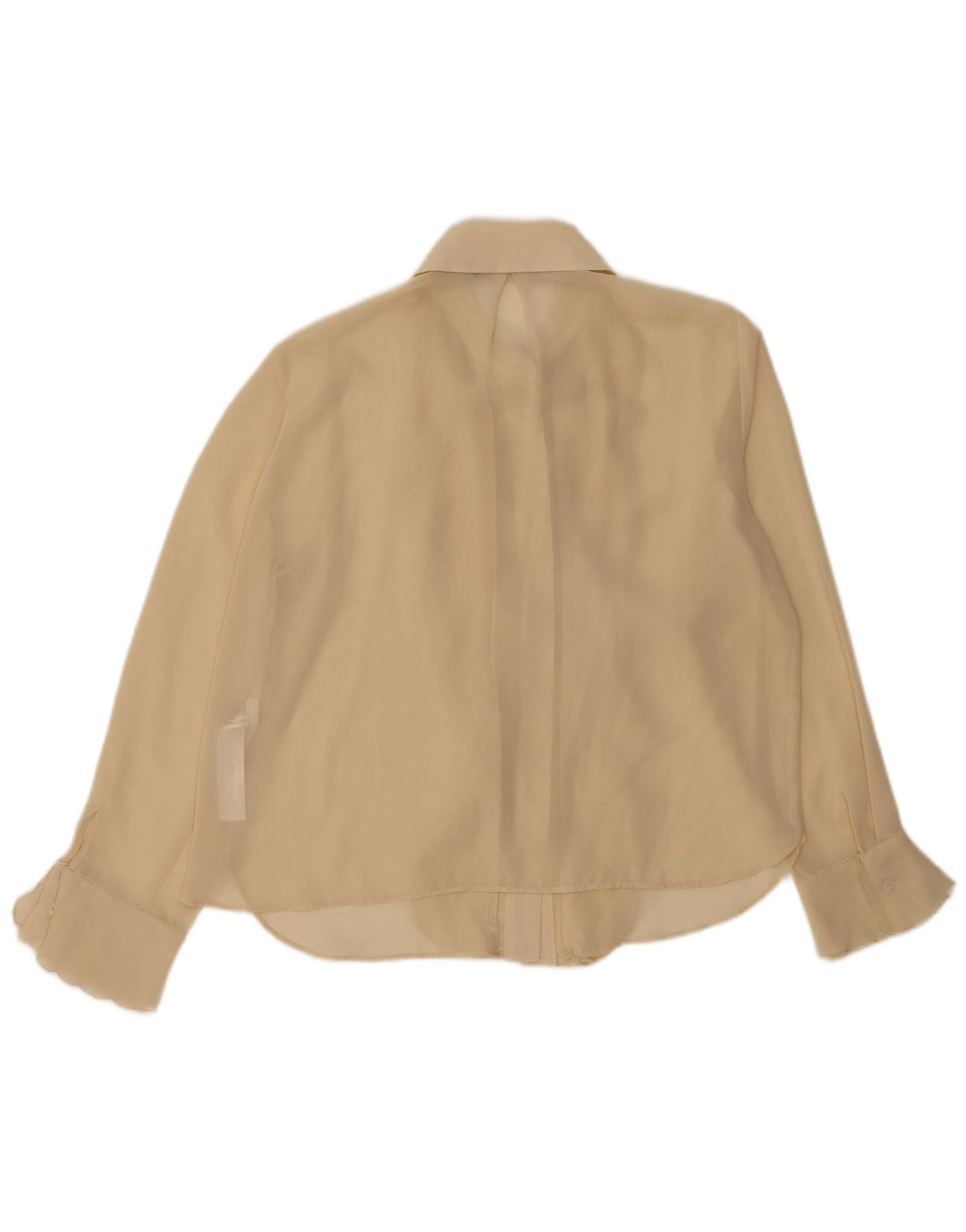 ZARA Blusa camisera con volante en la parte delantera para mujer UK 44 Grande Poliéster beige