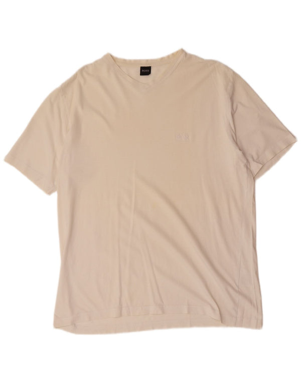 Hugo Boss Hombre Camiseta Top XL Blanco Algodón