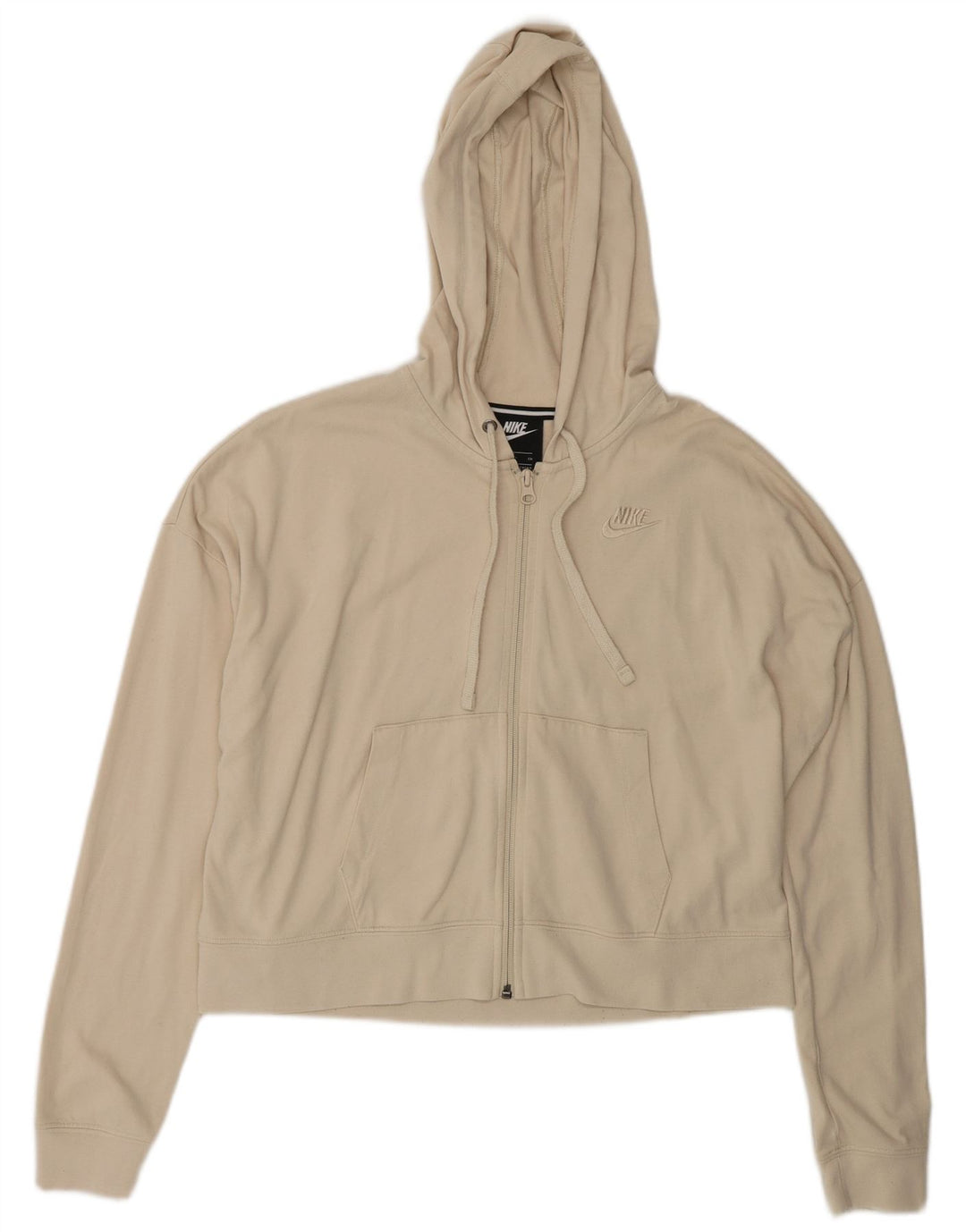 Nike Sudadera con capucha de gran tamaño con cremallera para mujer UK 10 Small Beige Poliéster