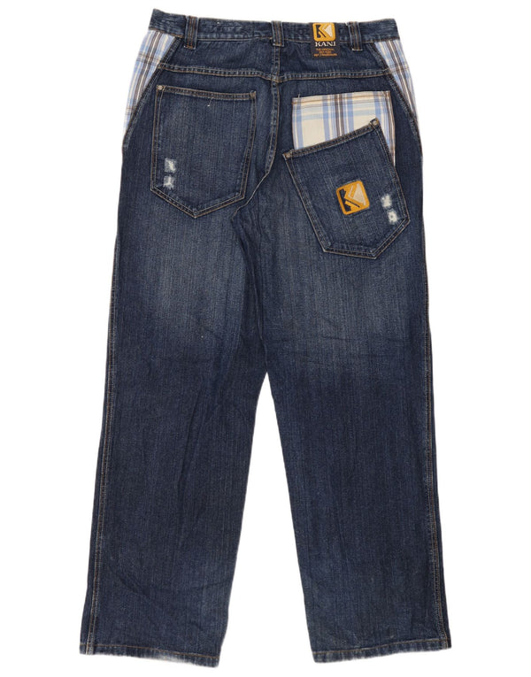 Karl Kani Vaqueros rectos desgastados para hombre W34 L34 Algodón a cuadros azules