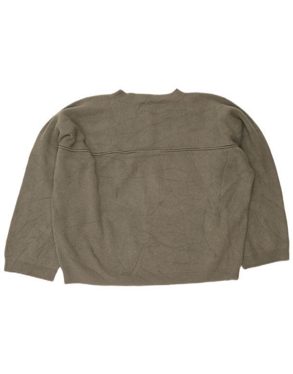 Zara Mujer Oversize Botón Cuello Jersey Suéter UK 46 Grande Caqui Viscosa