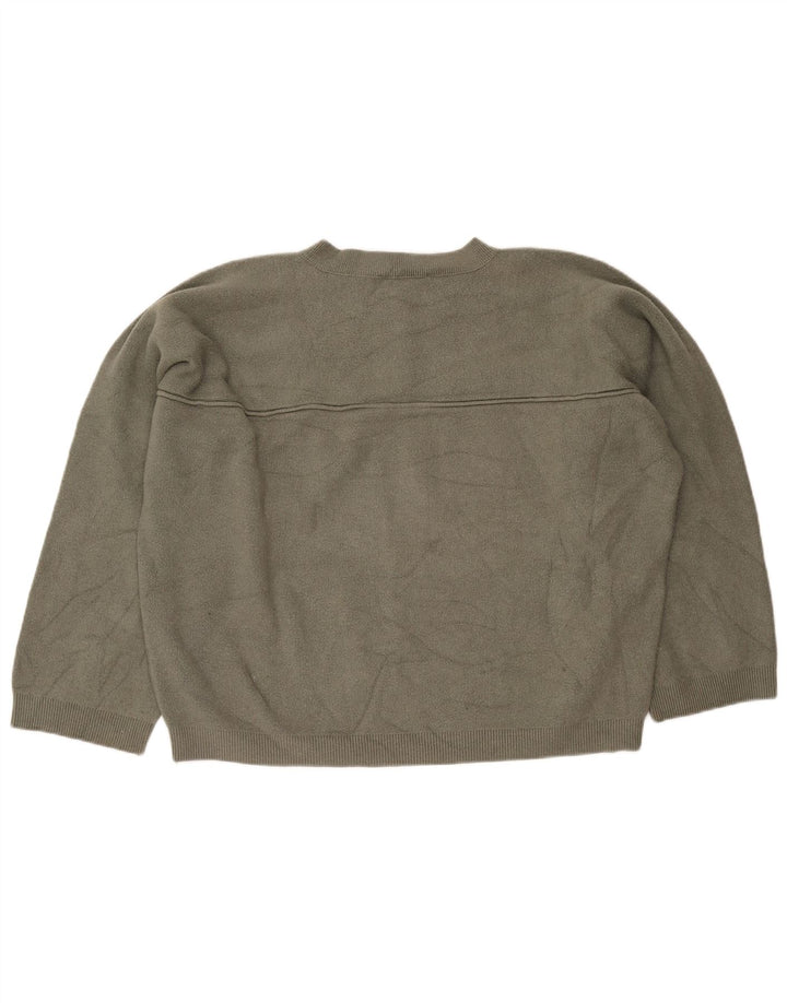 Zara Mujer Oversize Botón Cuello Jersey Suéter UK 46 Grande Caqui Viscosa