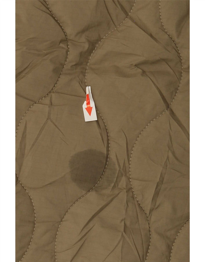 Zara Mujer Chaqueta Acolchada Extragrande Con Capucha UK 44 Poliéster Caqui Mediano