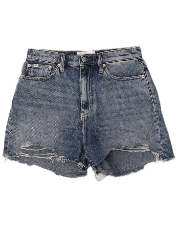 Calvin Klein Pantalones cortos desgastados de mezclilla para mujer W28 Algodón azul medio