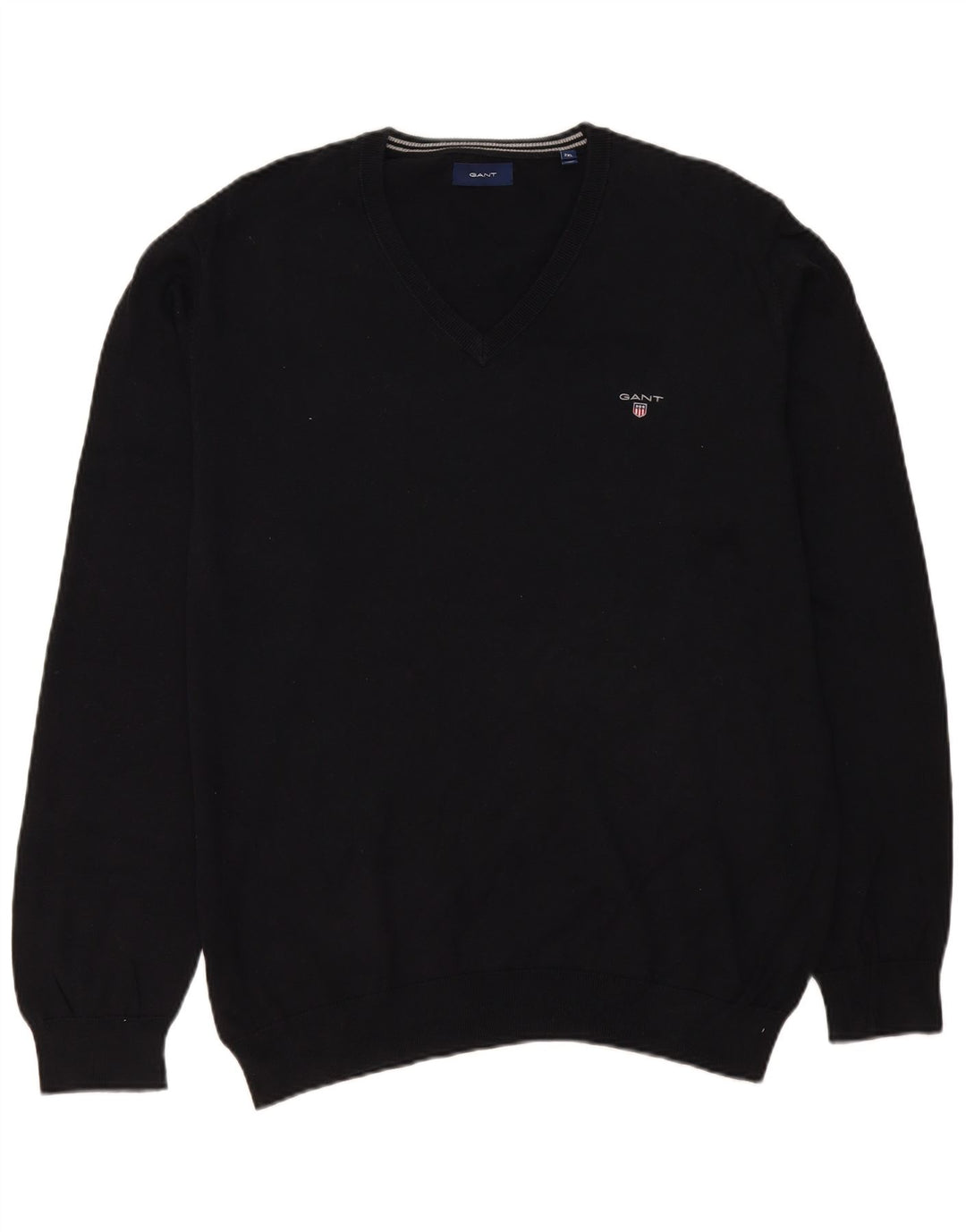 Gant Jersey con cuello en V para hombre, talla 2XL, algodón negro