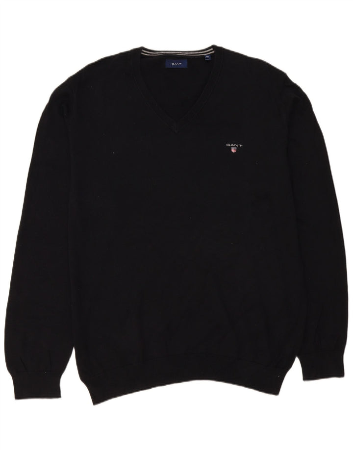 Gant Jersey con cuello en V para hombre, talla 2XL, algodón negro